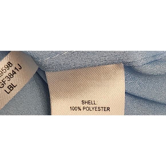 Calvin Klein Blue Zipper Pockets Button Up Top Large Long Roll Tab Sleeves Soft - Picture 6 of 6